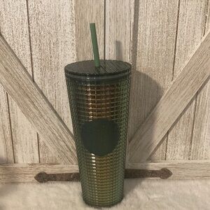 Starbucks 2022 Fall Rainforest Green Disco/Grid Tumbler